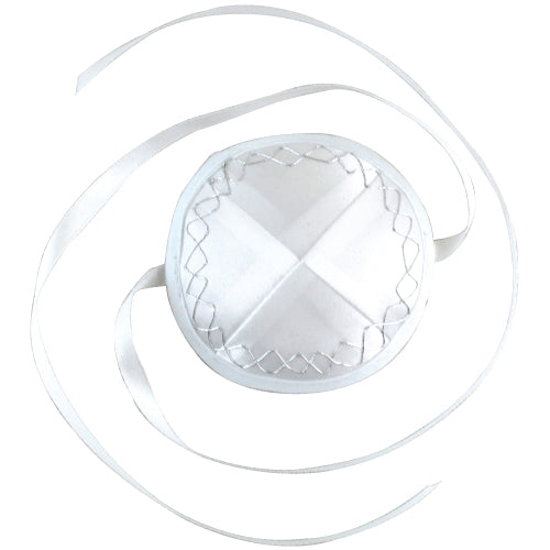 White Satin Baby Kippah 9 cm ++ Strings - Silver