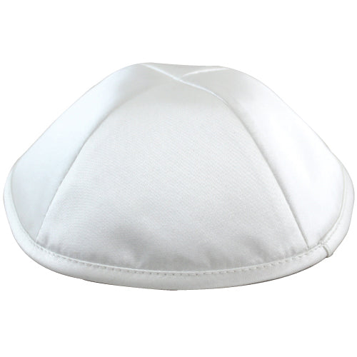 Satin Kippah Deluxe 20cm- with Pin Spot- White