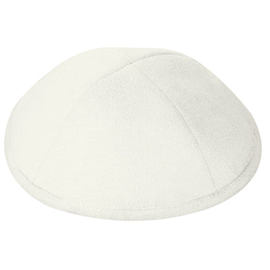 Ultra Suede Kippah 19 cm- with Pin Spot- White