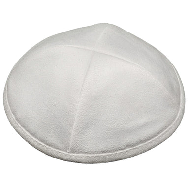 Ultra Suede Kippah 19cm- with Pin Spot- White