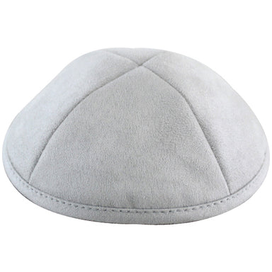 Ultra Suede Kippah 19 cm- with Pin Spot- Gray