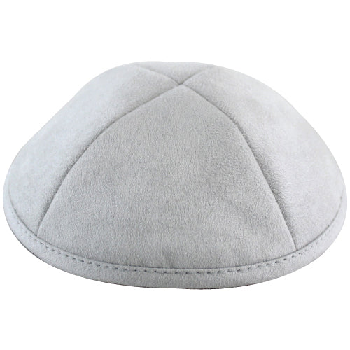 Ultra Suede Kippah 19 cm- with Pin Spot- Gray