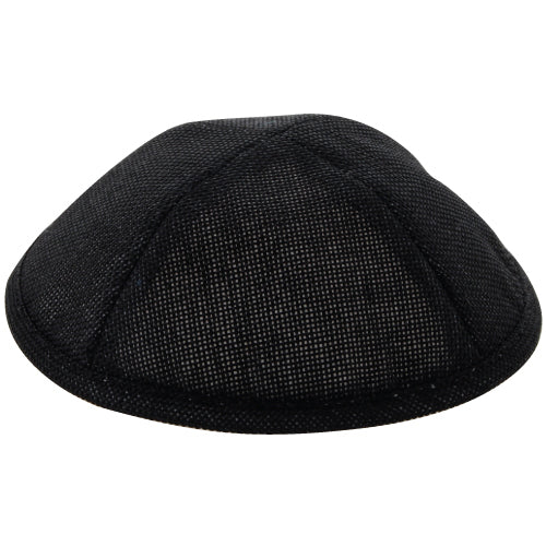 Linen Kippah 19cm- with Pin Spot- Black