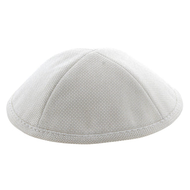 Linen Kippah 18cm- with Pin Spot- White