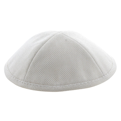 Linen Kippah 18cm- with Pin Spot- White