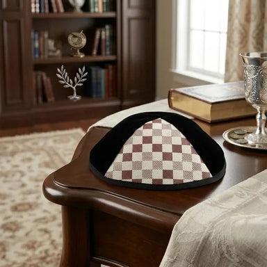 Velvet Plush Black Kippah 4 Parts, 19 cm Size 3