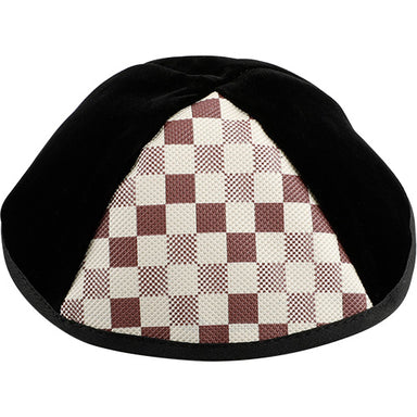 Velvet Plush Black Kippah 4 Parts, 19 cm Size 3