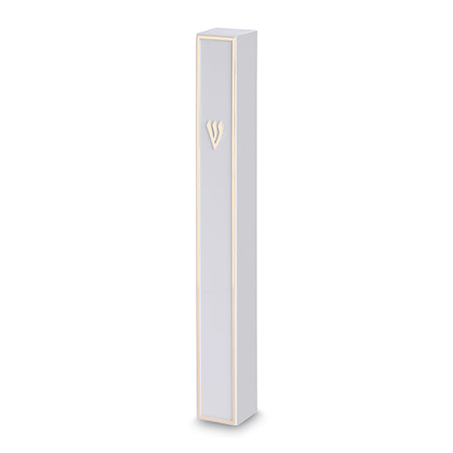 White Plastic Mezuzah with Rubber Cork 15 cm