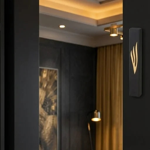 Polymer "Concrete" Mezuzah 30 cm, Stone - Like, Black - Gold