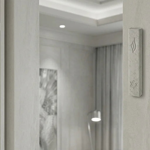 Concrete-like Polymer Mezuzah 12 cm - White