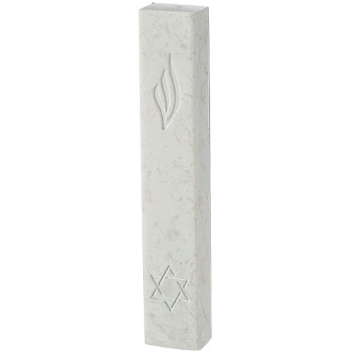 Concrete-like Polymer Mezuzah 12 cm - White
