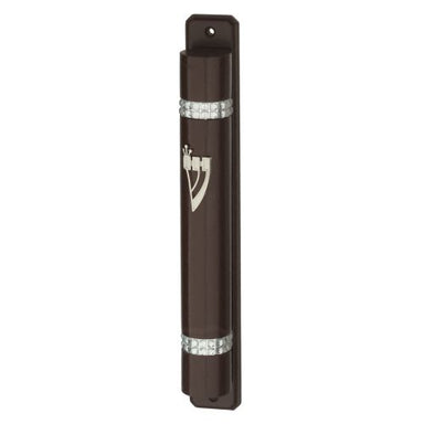 Mezuzah 12 cm Nut Color- Semi Round with Back - Brown
