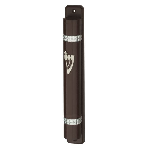 Mezuzah 12 cm Nut Color- Semi Round with Back - Brown
