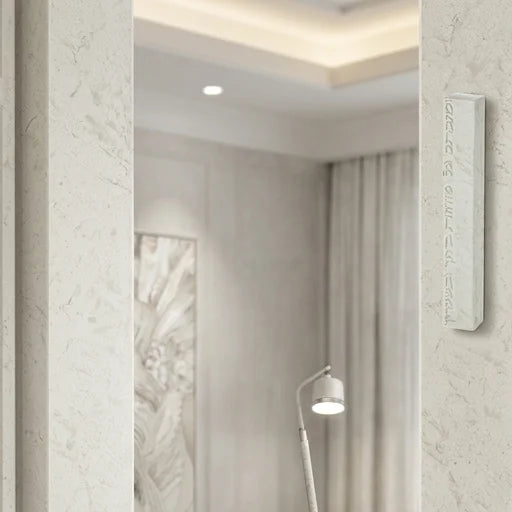 Bright Concrete-like Polymer Mezuzah 12 cm - White