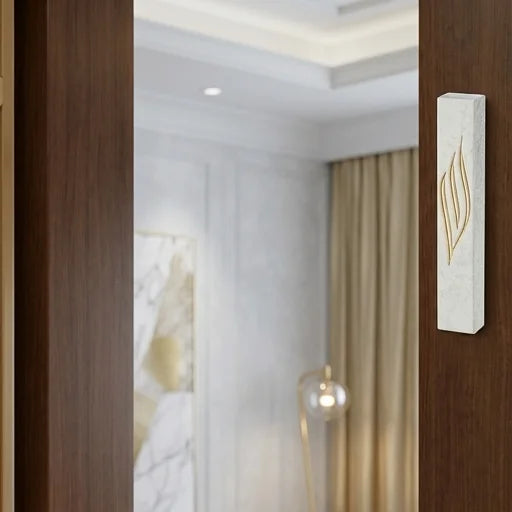 Concrete-like Polyresin Mezuzah Golden Shin