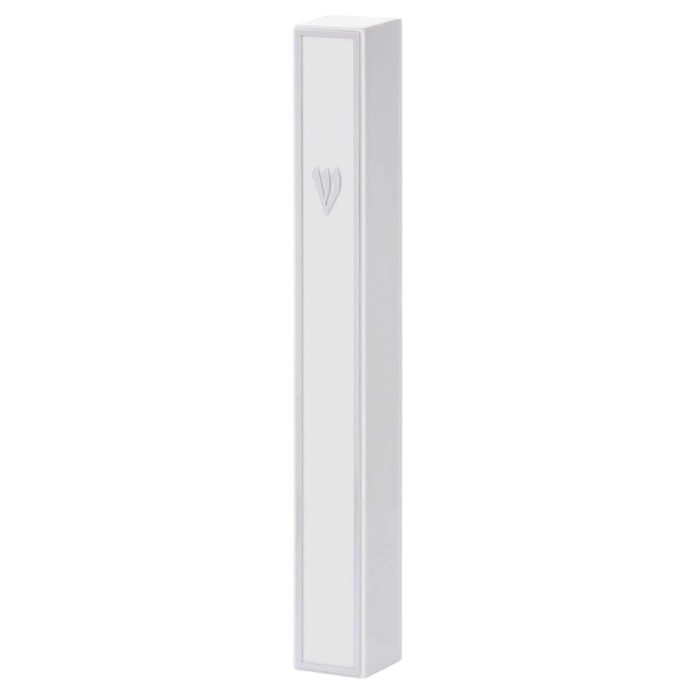 White Plastic Mezuzah with Rubber Cork 15 cm