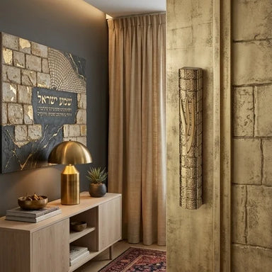 Polymer Stone-like Mezuzah 30 cm - Gold with Silicon Cork