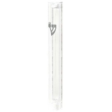 Plastic Mezuzah with Screw 12cm- Clear with Silver Shin