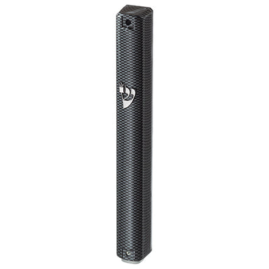 Plastic Mezuzah 15cm 3d Metallic Paint- Checkered Design