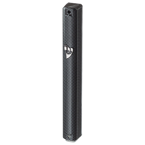 Plastic Mezuzah 15cm 3d Metallic Paint- Checkered Design