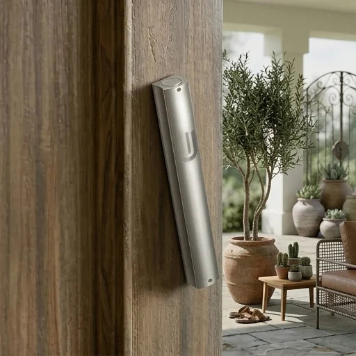 Aluminum Mezuzah 15 cm- Matt Silver, with Hole "Shin" - Matte