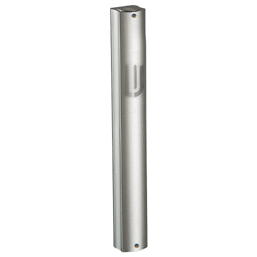 Aluminum Mezuzah 15 cm- Matt Silver, with Hole "Shin" - Matte
