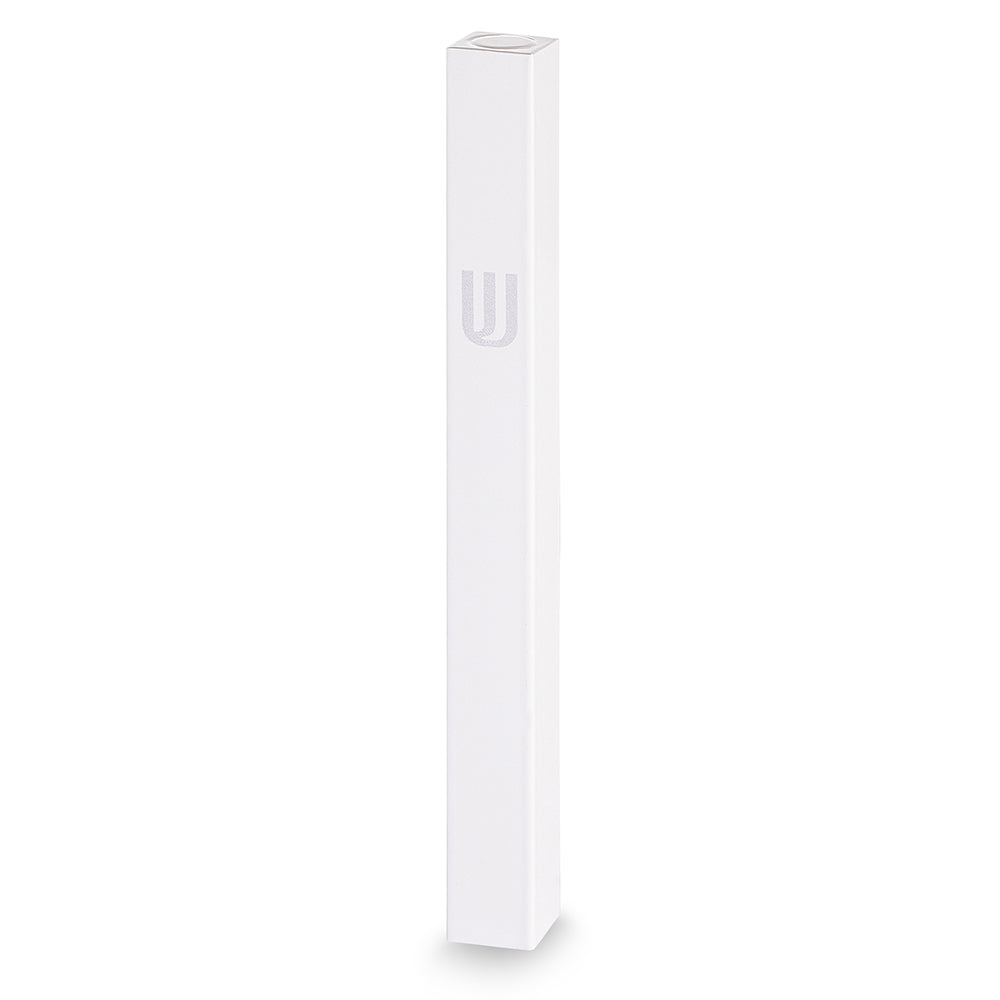 Aluminum Mezuzah 15 cm - White, Printed "Shin"