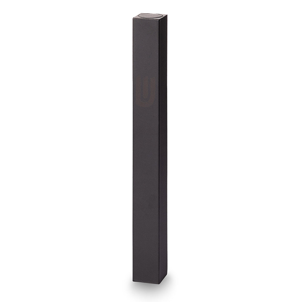 Aluminum Mezuzah 12 cm - Matte Black, Printed "Shin"
