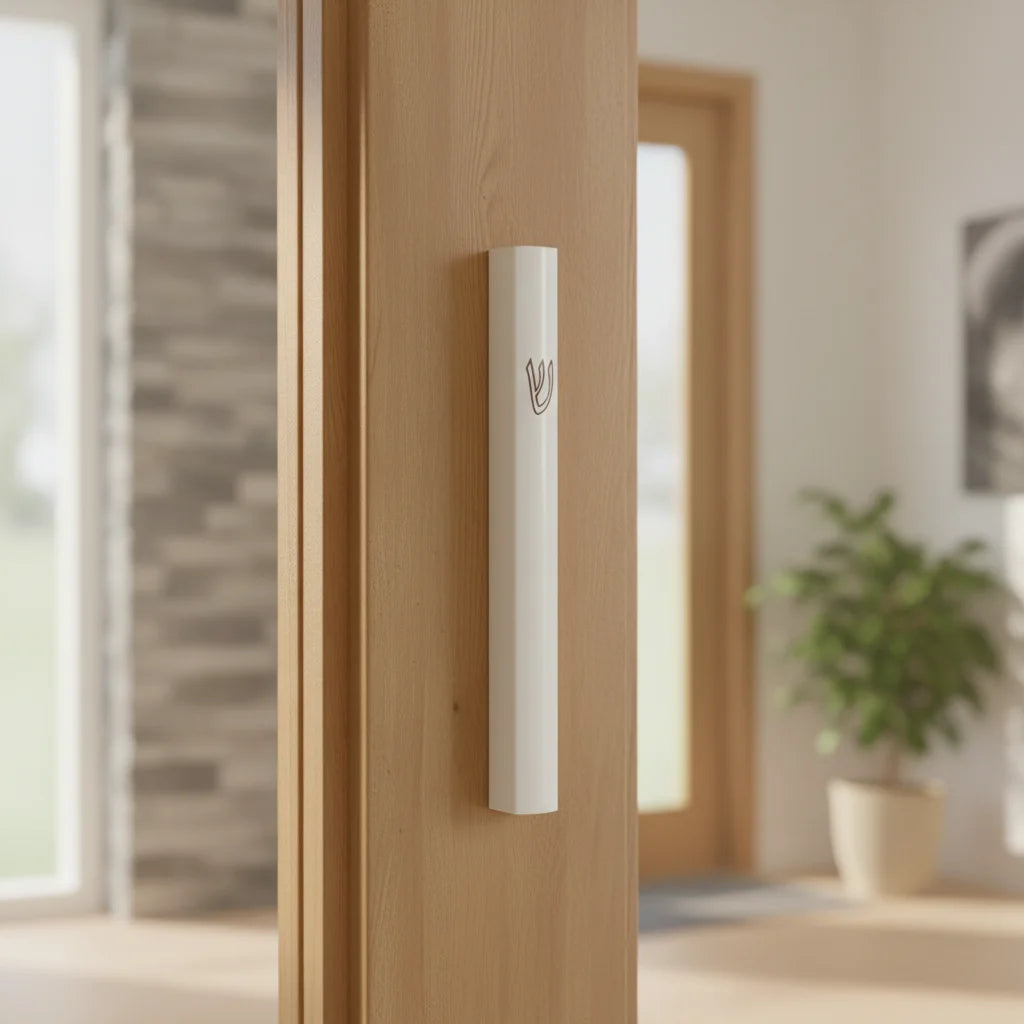 Aluminum Semi- Round Mezuzah 15cm-white
