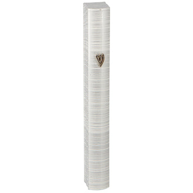 Aluminium Mezuzah 12cm 3d Painted- White Striped Design