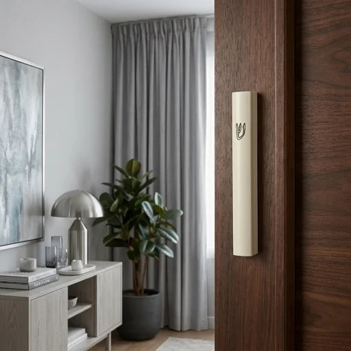 Aluminum Semi- Round Mezuzah 12cm-beige