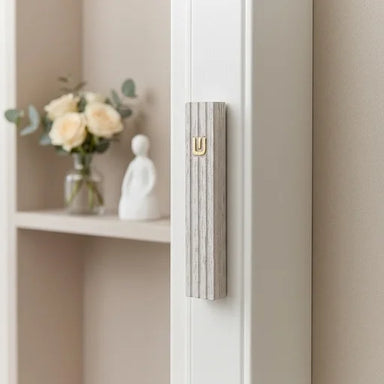 Concrete Polymer Mezuzah 12 cm, Stone - Like, White