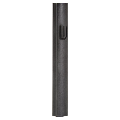 Black Aluminum Mezuzah 12cm, Black Printed Shin