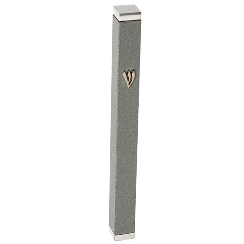 Aluminum Mezuzah 12 cm with Stoppers- Dark Grey matt