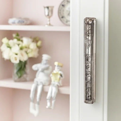 Transparent Plastic Mezuzah With Rubber Cork 20 Cm- With The Letter Shin And Plaque