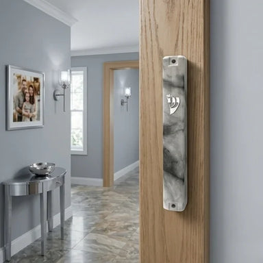 Plastic Mezuzah 15 cm - Gray Marble