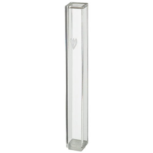 Clear Plastic Mezuzah with Rubber Cork 15 cm - Silver