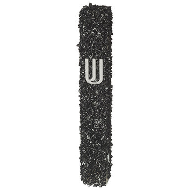 Glass Mezuzah with Stones 12 cm- Black