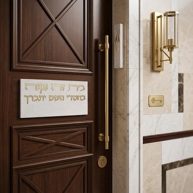 Concrete Polymer Set of Entrance Sign and Mezuzah Size 15 cm