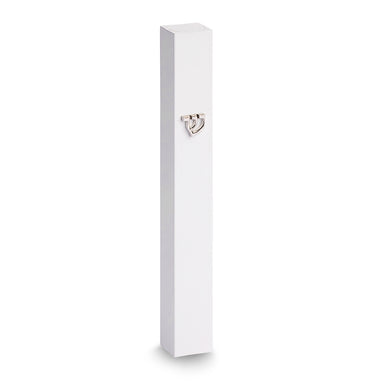 Aluminum Mezuzah 10 cm - White with Silver Shin