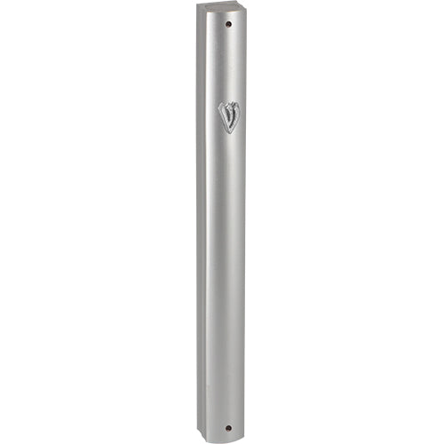 Aluminum Mezuzah 15 cm- Matt Silver, Metal 'Shin' - Matte