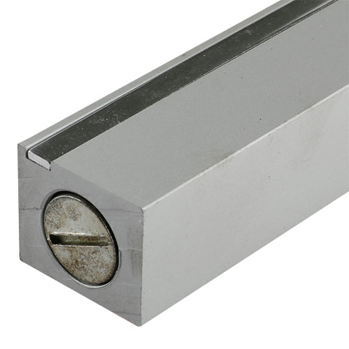 Aluminum Mezuzah 12 cm- Silver with Metal Shin & Silver Stripe - Matte