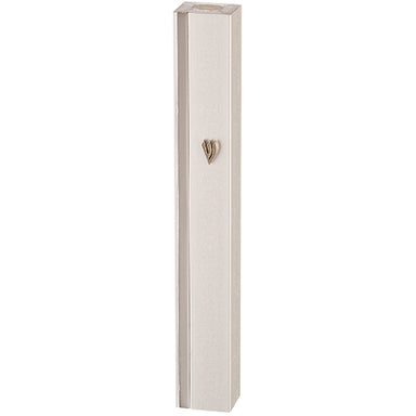 Aluminum Mezuzah 12 cm- Silver with Metal Shin & Silver Stripe - Matte