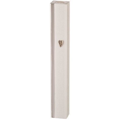 Aluminum Mezuzah 12 cm- Silver with Metal Shin & Silver Stripe - Matte