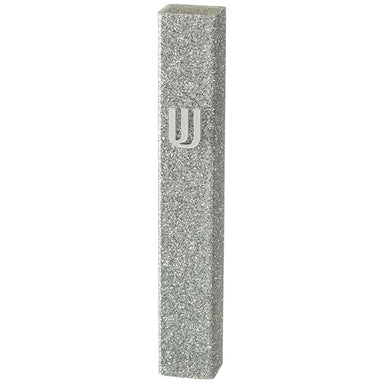 Lucite Mezuzah 12 cm - Glitter White - Silver