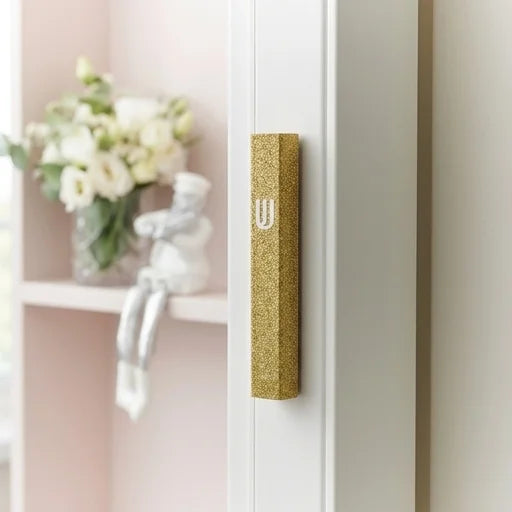 Lucite Mezuzah 12 cm - Glitter Gold