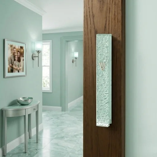 Glass Mezuzah with Silicon Cork 7 cm - "Bubbles" Design