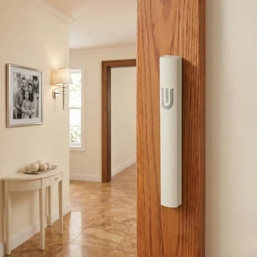 Aluminium Mezuzah 15 cm- Dotted Design in Matte Silver, with the Letter "Shin"