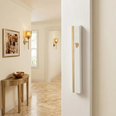 Concrete Polymer Mezuzah 12 cm, Stone - Like, White - Gold
