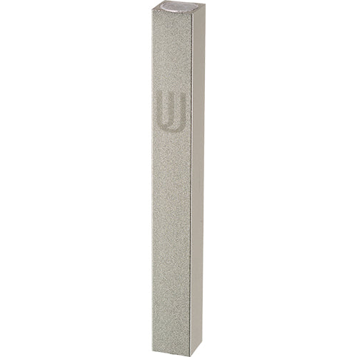 Aluminum Mezuzah 12 cm - Matte Silver, Printed "Shin"